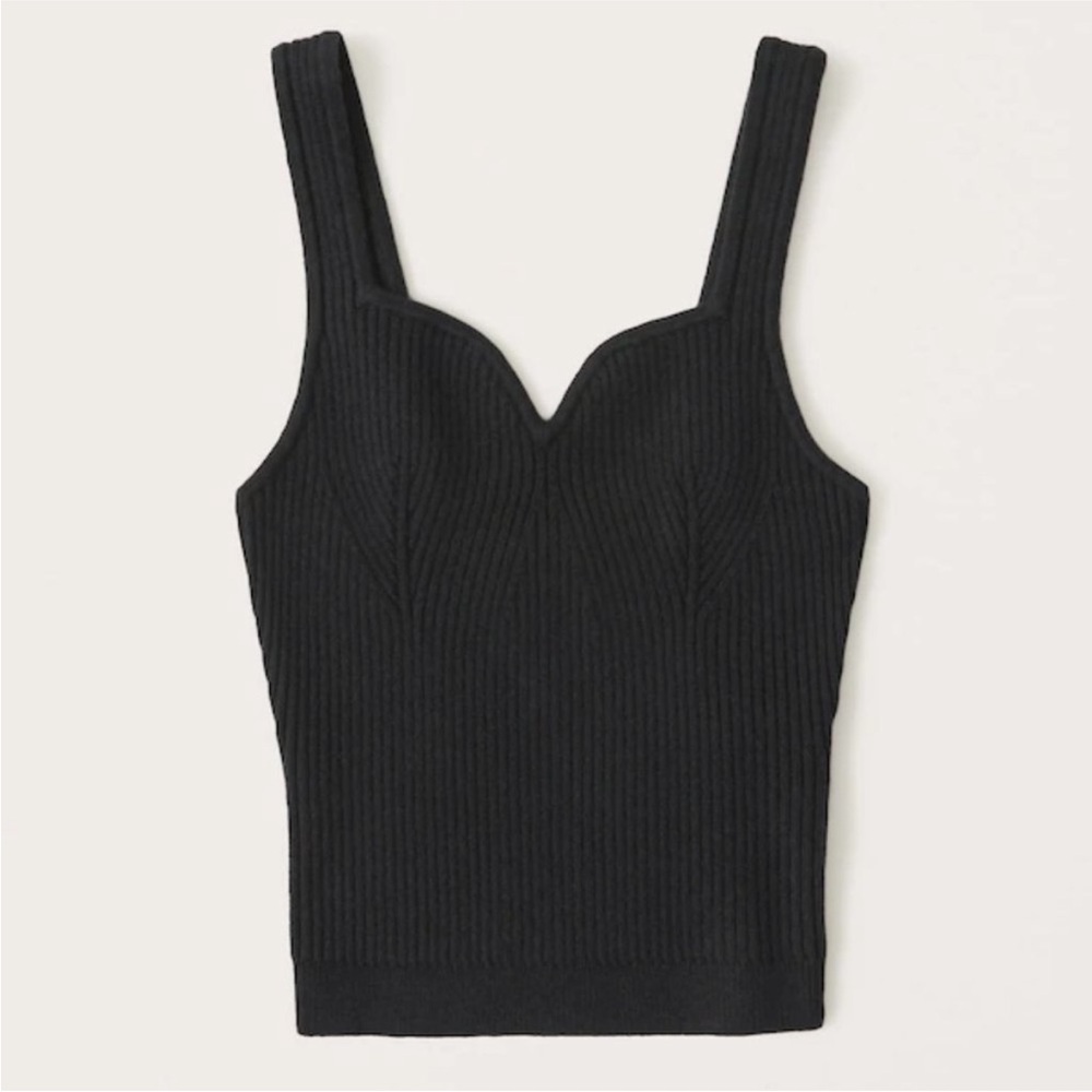 Abercrombie Women's Contour Sweetheart Ribbed Knit Tank in Black